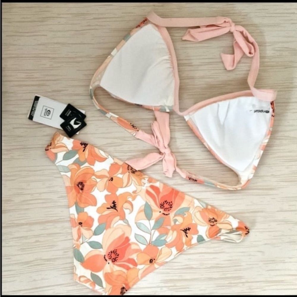 Rip Curl Papaya Punch 2-Piece Halter Top and Beach Bikini Bottom Size Large NEW - Picture 2 of 3